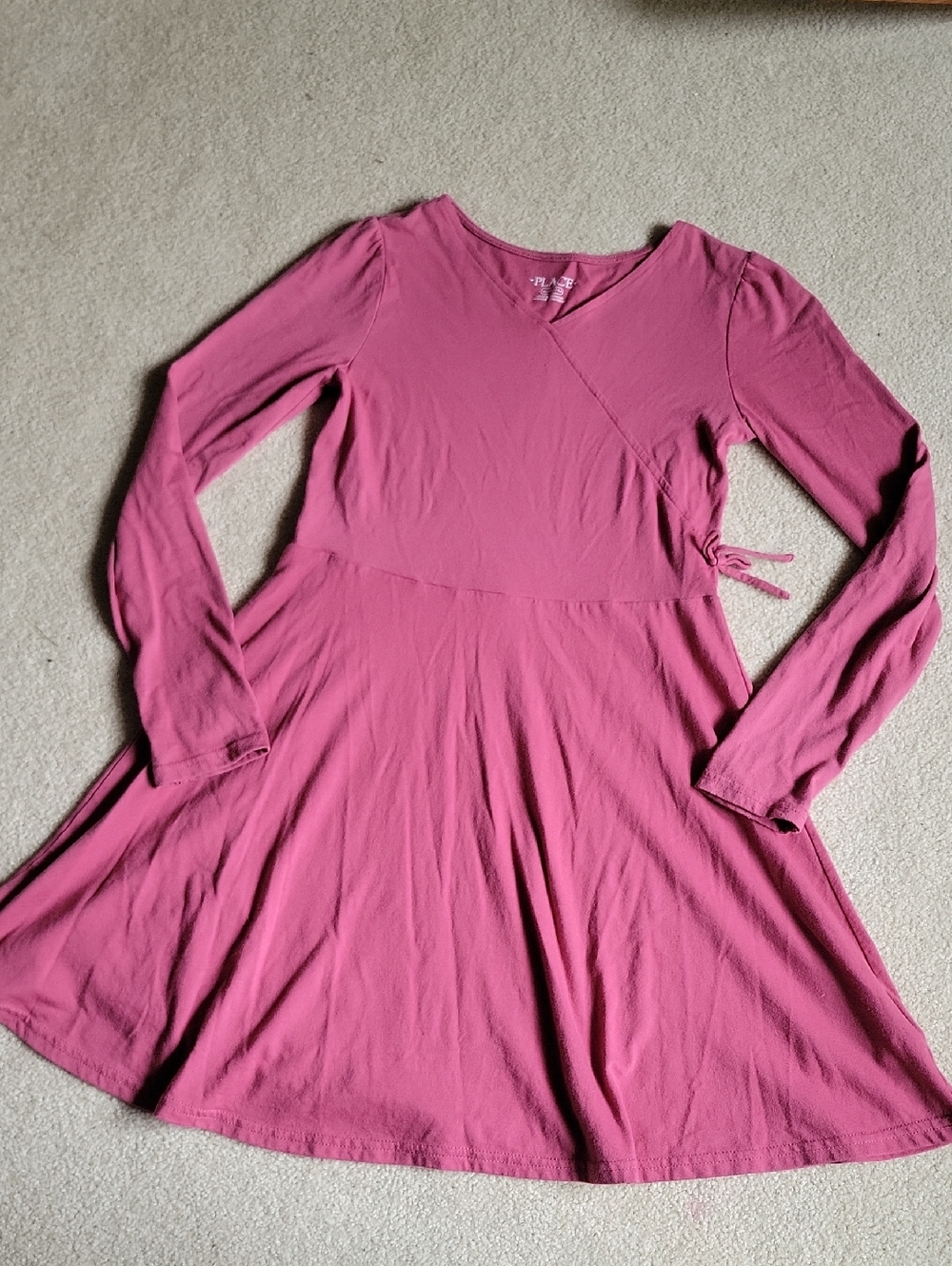 Long Sleeve Wrap-Style Pink Dress